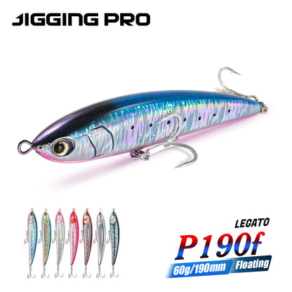 JIGGINGPRO 190mm 60g Legato Style Floating Stickbait Diving Pencil Saltwater Lure
