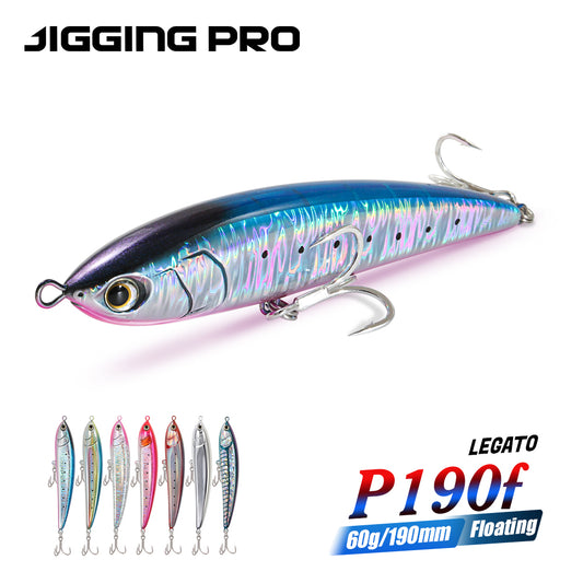 JIGGINGPRO 190mm 60g Legato Style Floating Stickbait Diving Pencil Saltwater Lure