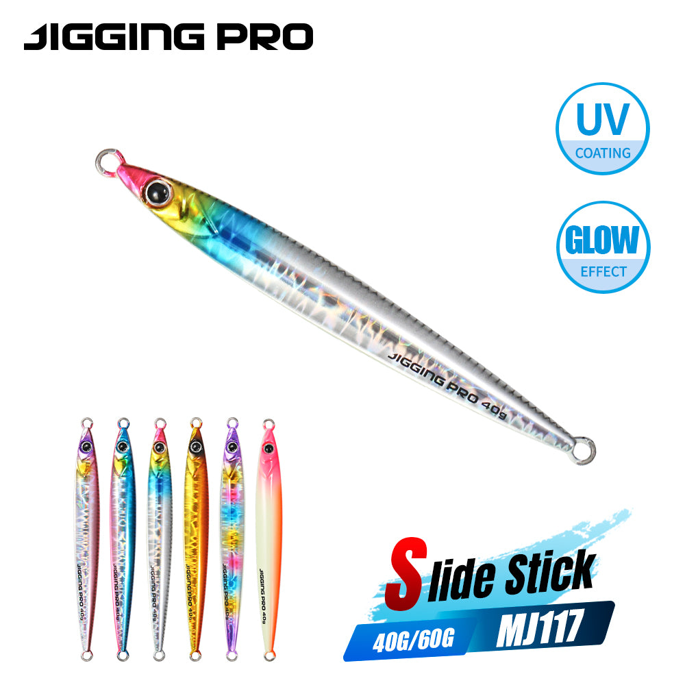 JIGGING PRO Metal Jig Shore Jigging Lure Saltwater Fishing Bait 40g 60g Slide Stick