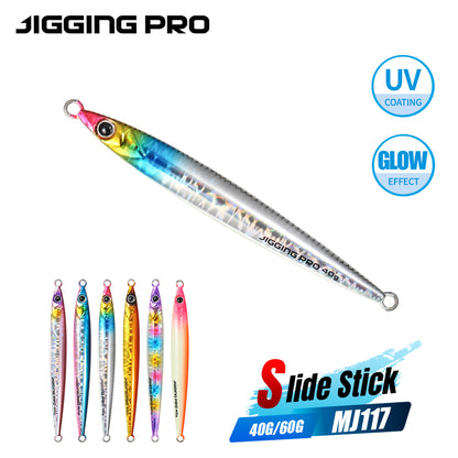 JIGGING PRO Metal Jig Shore Jigging Lure Saltwater Fishing Bait 40g 60g Slide Stick