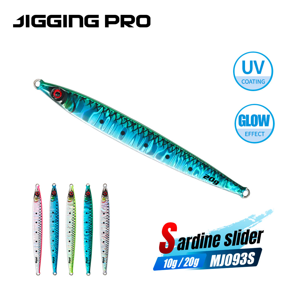 JIGGING PRO 10g 20g Sardine Slider Micro Jigs Saltwater Fishing Shore Jigging Lure Metal Jig