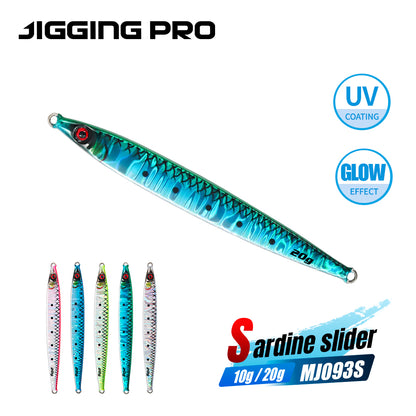 JIGGING PRO 10g 20g Sardine Slider Micro Jigs Saltwater Fishing Shore Jigging Lure Metal Jig