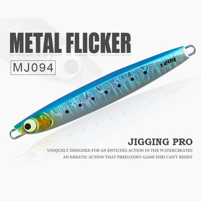 JIGGING PRO Salterwater Metal Jig Slow Fall Luminous Fishing Bait 60g 80g 100g 120g 160g