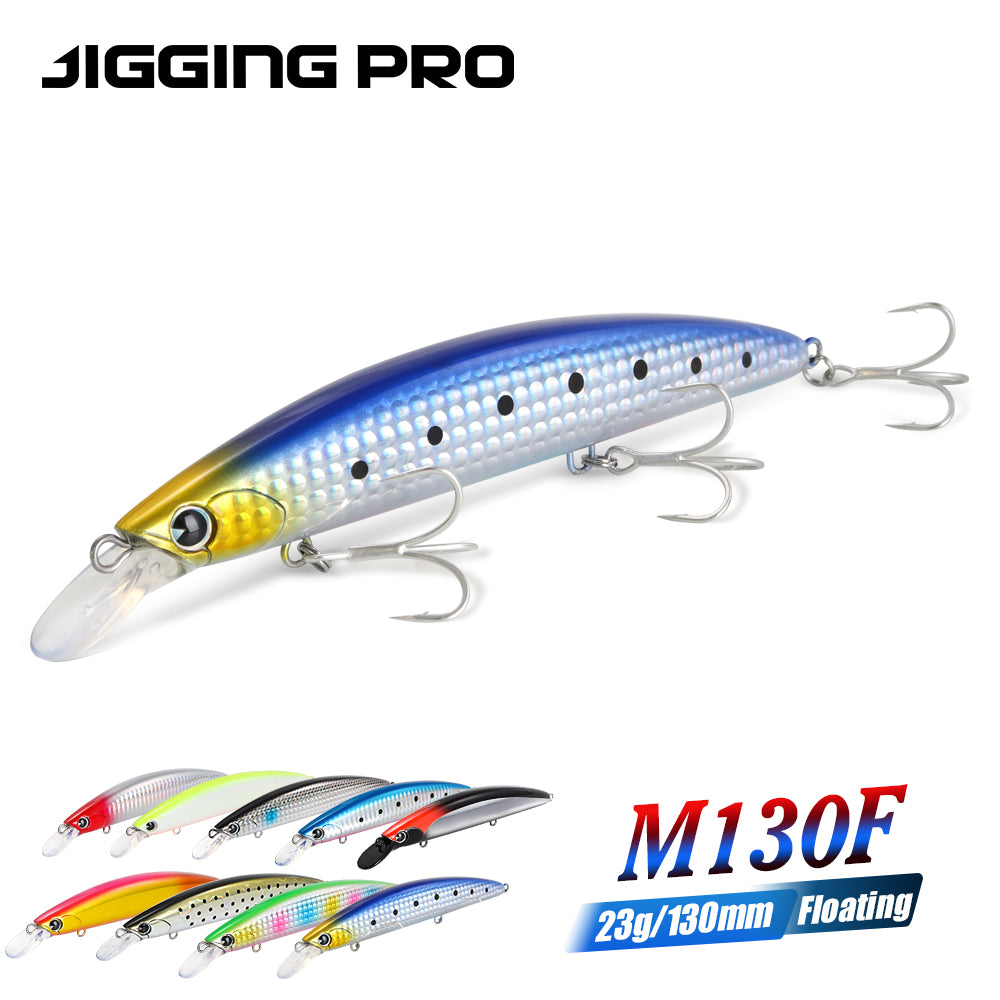 JIGGING PRO 130mm 23g Floating Minnow Lure For Flatfish Long Casting Saltwater Fishing Bait