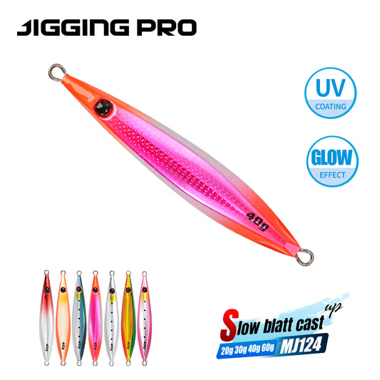 JIGGING PRO 20g 30g 40g 60g Slow Blatt Cast UP Shore Jigging Lures Saltwater Fishing Tackle Metal Jig Bait