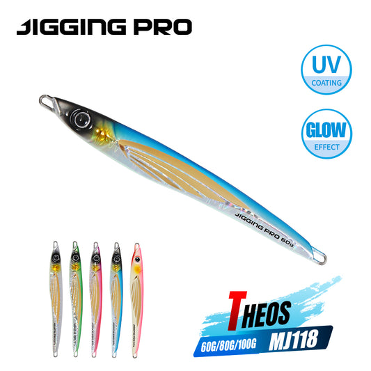 JIGGINGPRO  Metal Jig Shore Offshore Jigging Lure Sea Fishing Tackle 60g 80g 100g THEOS