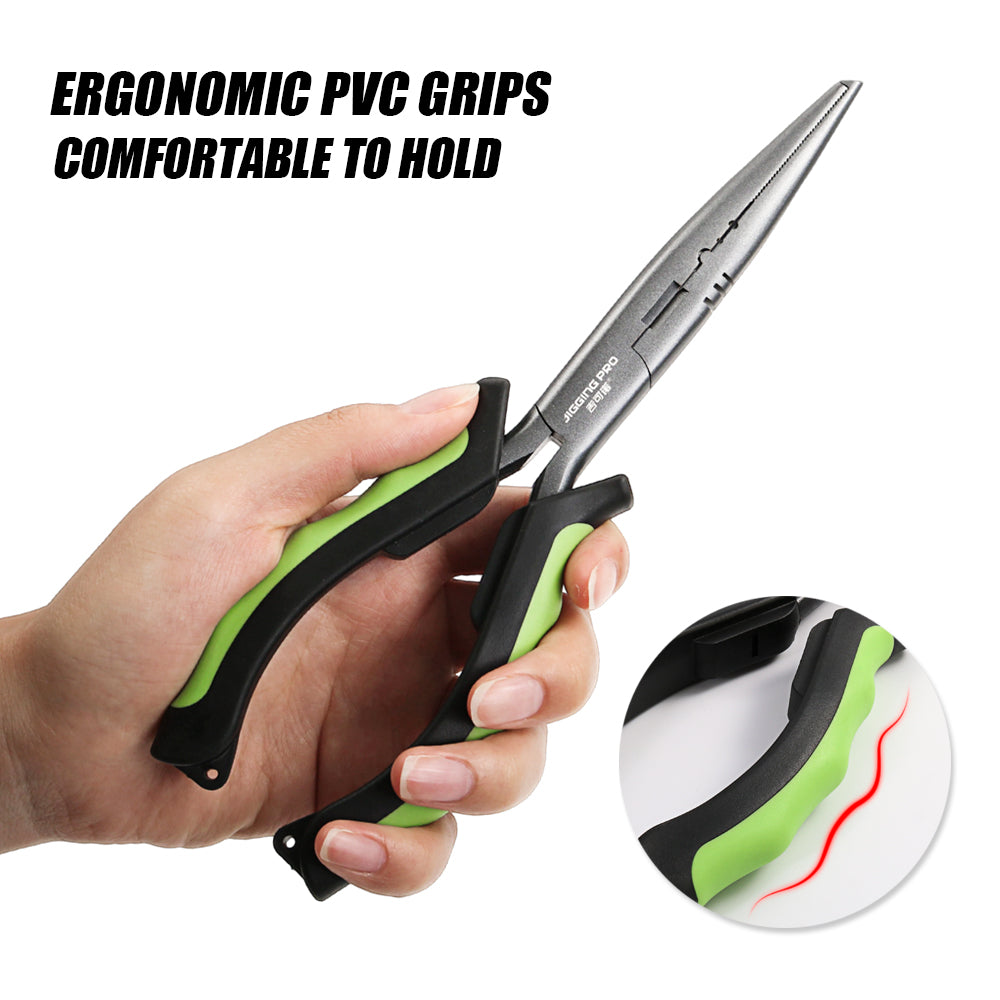 JIGGING PRO X4 Multifunctional Fishing Pliers - Long Nose Hook Remover, Split Ring Opener & Fishing Line Cutter, Saltwater Resistant Fishing Gear & Tools