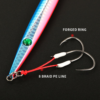 JIGGINGPRO Vertical Jigging Lure Dart and Drift Action Saltwater Metal Jig D-Slide Jack Eye 60g 80g 100g
