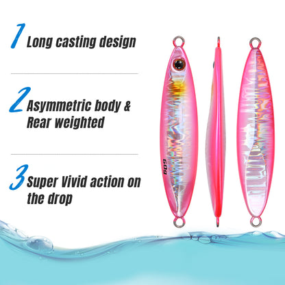 JIGGING PRO Long Cast Metal Jigs Fishing Bait 20g 30g 40g 60g Slow Blatt Cast Wide