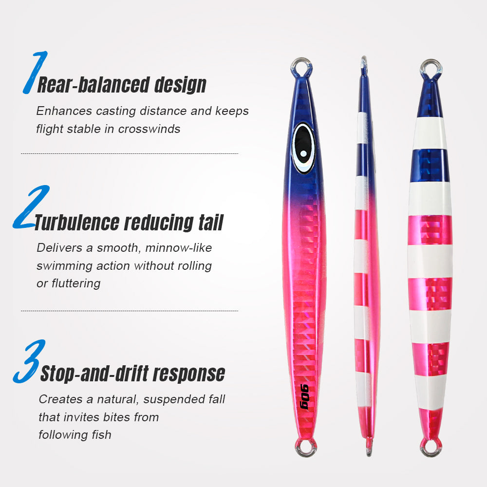 JIGGING PRO Javelin Jet Metal Jig - 60g/90g High-Speed Slim Vertical Jigging Lure