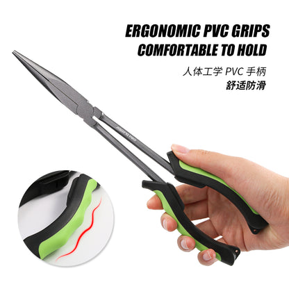 Jigging Pro 11" Long Handle Fishing Pliers, Carbon Steel Deep Hook Remover & Split Ring Plier, Heavy Duty Saltwater Fishing Tools