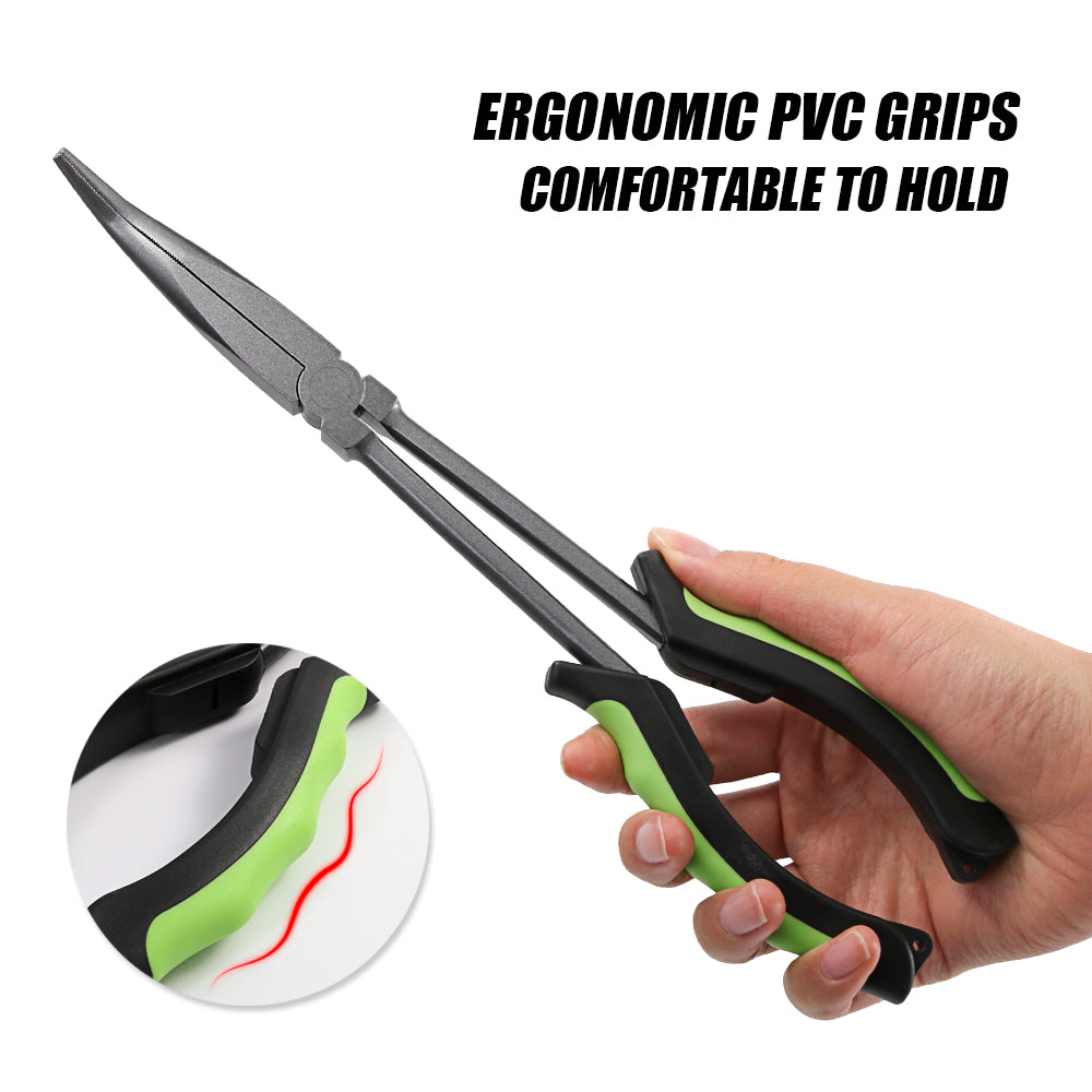 JIGGING PRO 11“ Long Bent Nose Fishing Pliers PTFT Coated Anti-Rust Fishing Tool