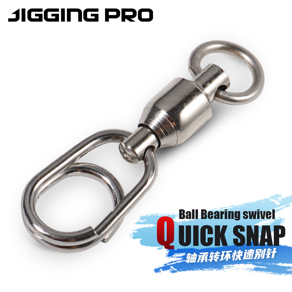 JIGGING PRO Stainless Steel Ball Bearing Swivel Quick Snap Fishing Accessories