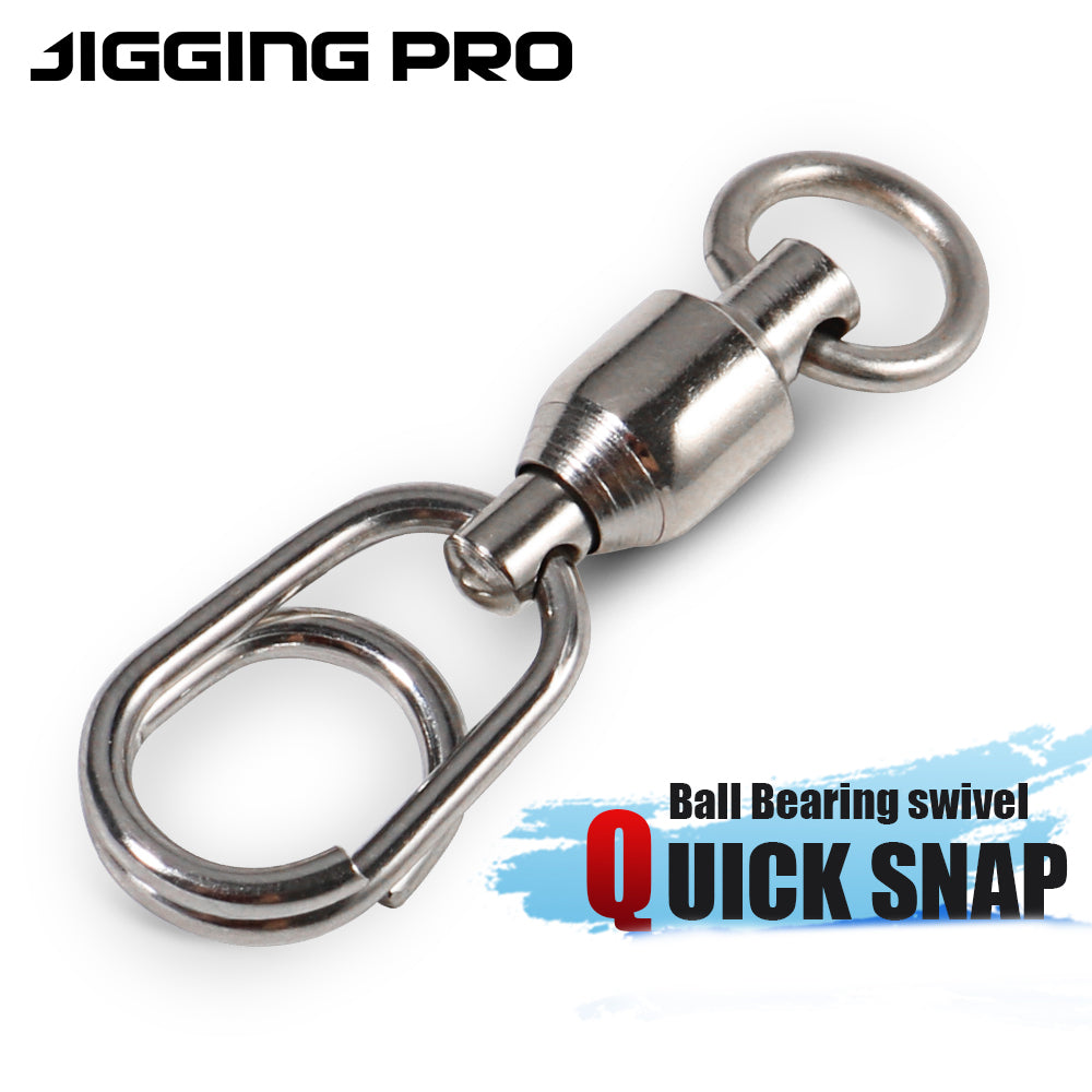 JIGGING PRO Stainless Steel Ball Bearing Swivel Quick Snap Fishing Accessories
