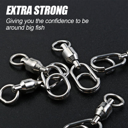 JIGGING PRO Stainless Steel Ball Bearing Swivel Quick Snap Fishing Accessories
