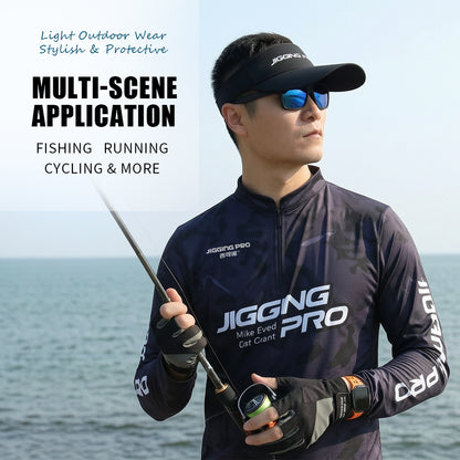Jigging Pro Men's Long Sleeve Fishing Shirt, UPF 50+ UV Sun Protection Performance Jersey, Quick Dry Breathable Camo Fishing Apparel