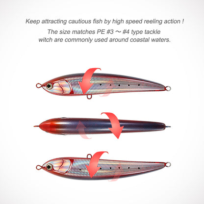 JIGGINGPRO 190mm 60g Legato Style Floating Stickbait Diving Pencil Saltwater Lure