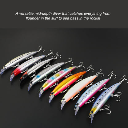 JIGGING PRO 130mm 23g Floating Minnow Lure For Flatfish Long Casting Saltwater Fishing Bait