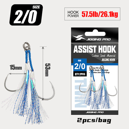 JIGGING PRO Twin Assist Hooks For Jigging Lure Double BKK Hooks 1/0 2/0 3/0 4/0