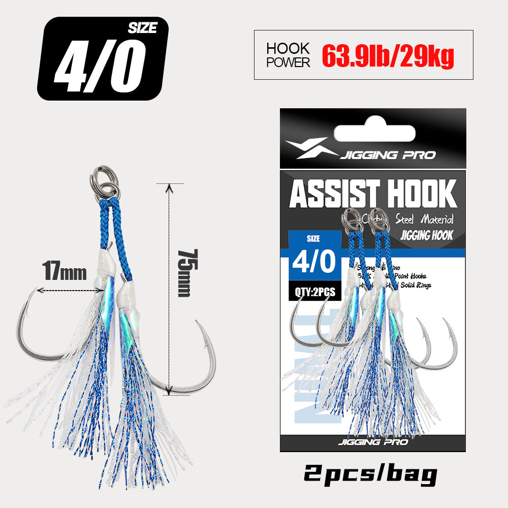 JIGGING PRO Twin Assist Hooks For Jigging Lure Double BKK Hooks 1/0 2/0 3/0 4/0