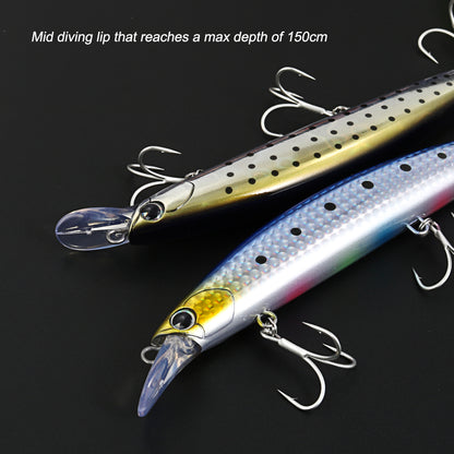 JIGGING PRO 130mm 23g Floating Minnow Lure For Flatfish Long Casting Saltwater Fishing Bait