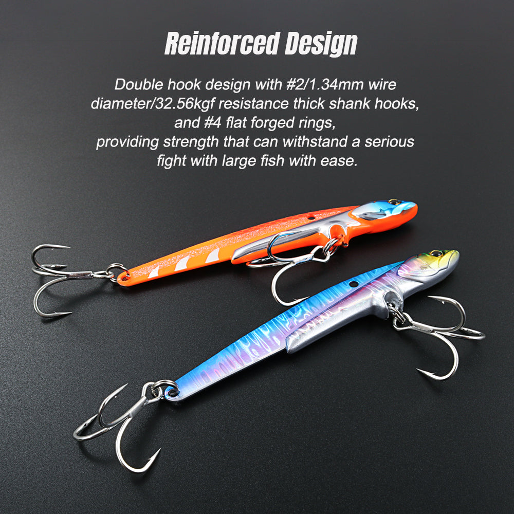 JIGGING PRO VIB Fishing Lure 107mm 43g Metal Jig Sinking Spinning Blade Cast Treble Hooks Hard Lure Slice Jig Fishing Bait