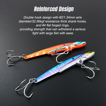 JIGGING PRO VIB Fishing Lure 107mm 43g Metal Jig Sinking Spinning Blade Cast Treble Hooks Hard Lure Slice Jig Fishing Bait