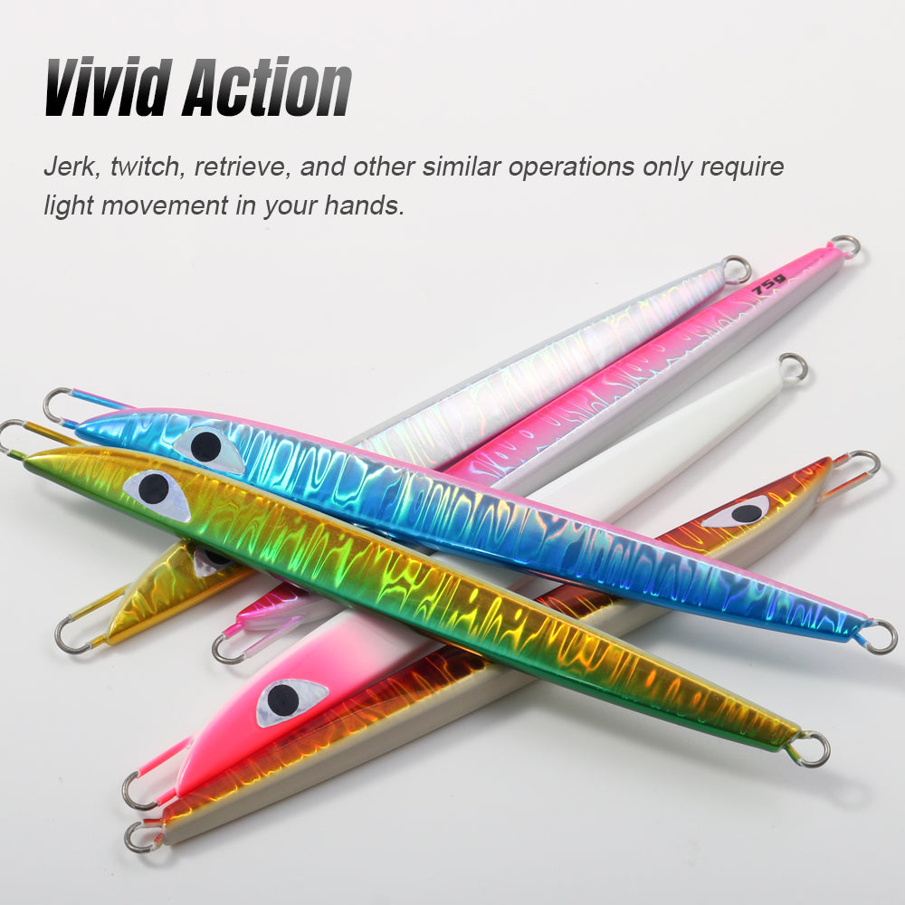 JIGGING PRO Vertical Jigging Lure Saltwater Metal Jig 75g 95g 115g D3 Semilong