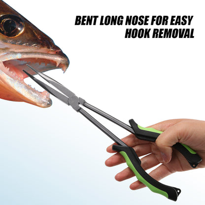 JIGGING PRO 11“ Long Bent Nose Fishing Pliers PTFT Coated Anti-Rust Fishing Tool