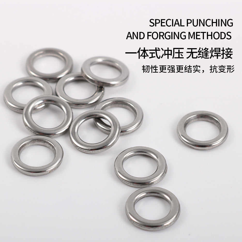 JIGGING PRO Fishing Solid Ring 1#-7# 10/15Pcs Fishing Lure Connectors Stainless Steel Snap