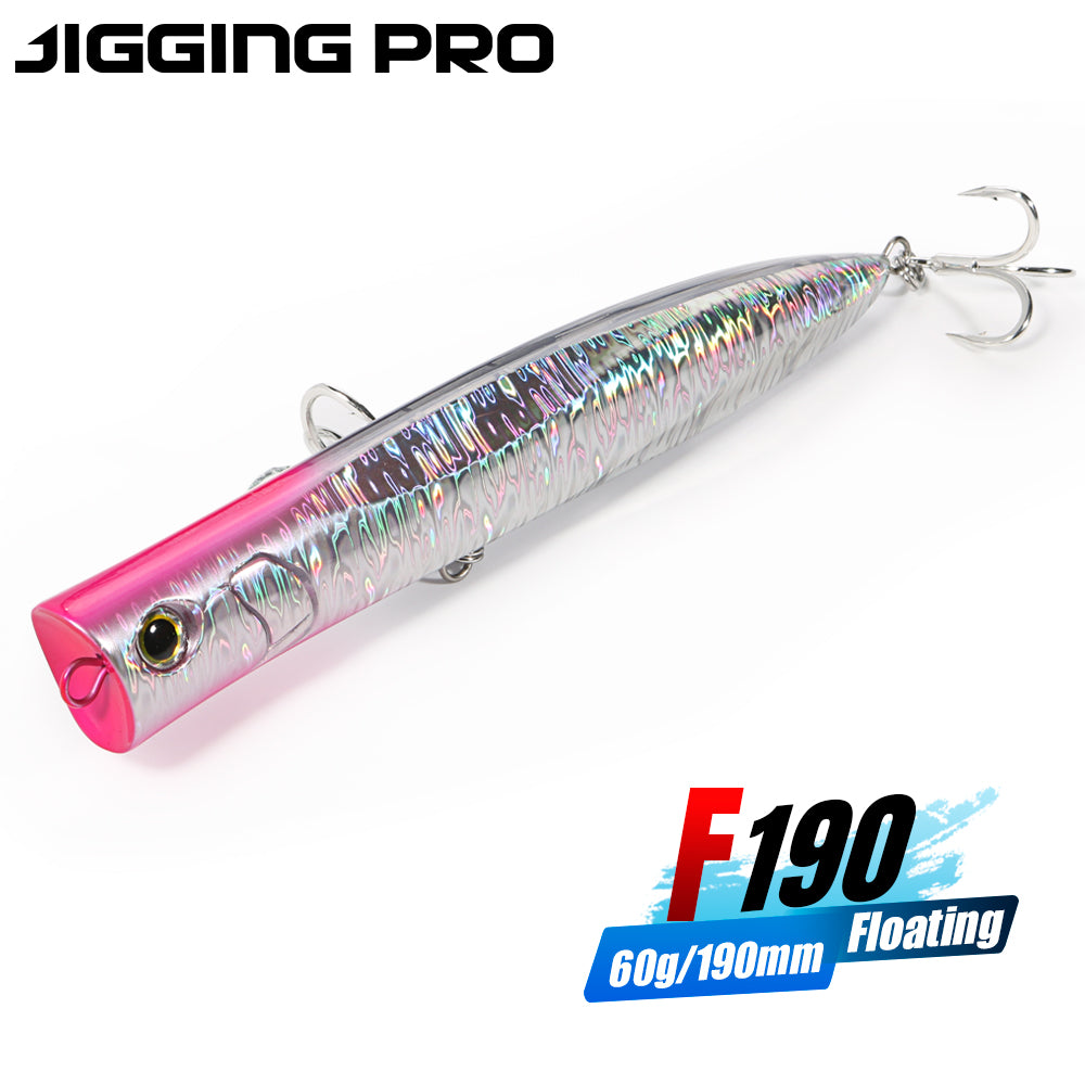 JIGGINGPRO 190mm 60g Topwater Slim Popper Lure Sea Floating Fishing Lure