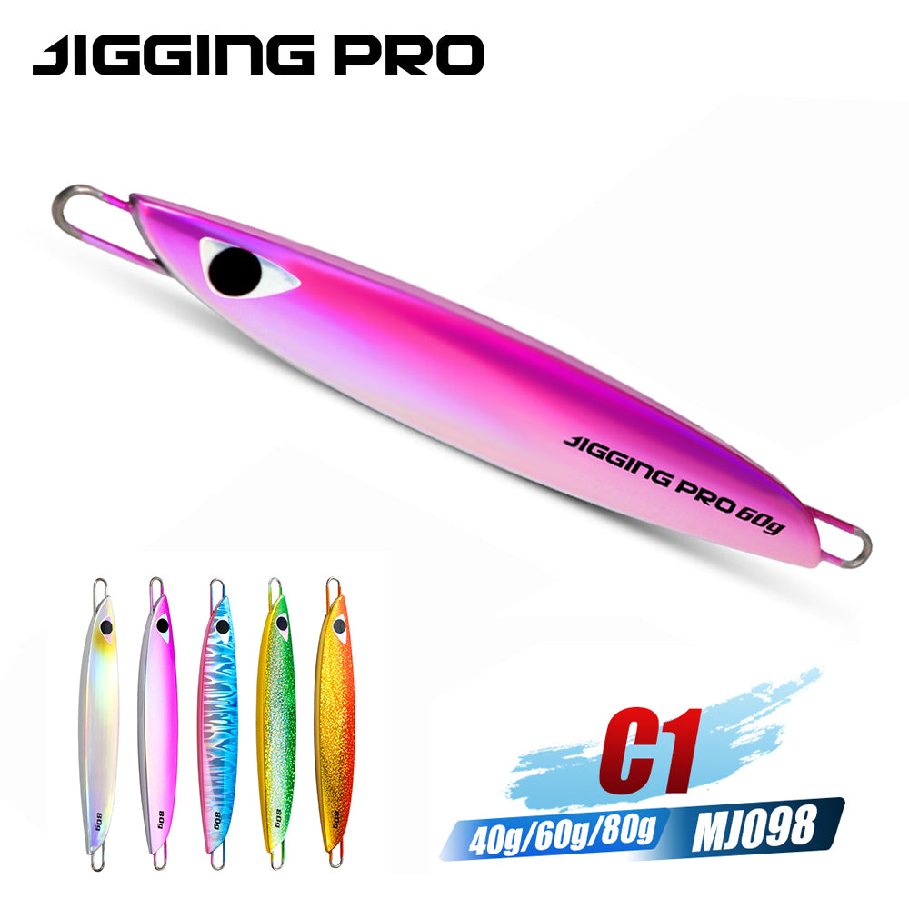 JIGGING PRO C1 Metal Jig Lure 40g 60g 80g | Center Balance Slow Pitch Saltwater Fishing Jig