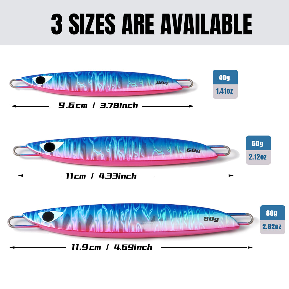 JIGGING PRO C1 Metal Jig Lure 40g 60g 80g | Center Balance Slow Pitch Saltwater Fishing Jig