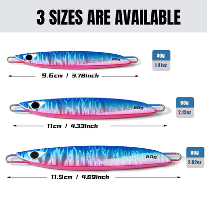 JIGGING PRO C1 Metal Jig Lure 40g 60g 80g | Center Balance Slow Pitch Saltwater Fishing Jig