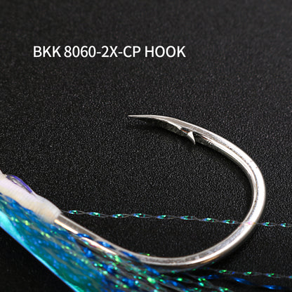JIGGING PRO BKK 8060 Single Assist Hook Set #1/0 #2/0 #3/0 #4/0 - 3pcs/pack Saltwater Rust-Resistant Hooks with PE Cord