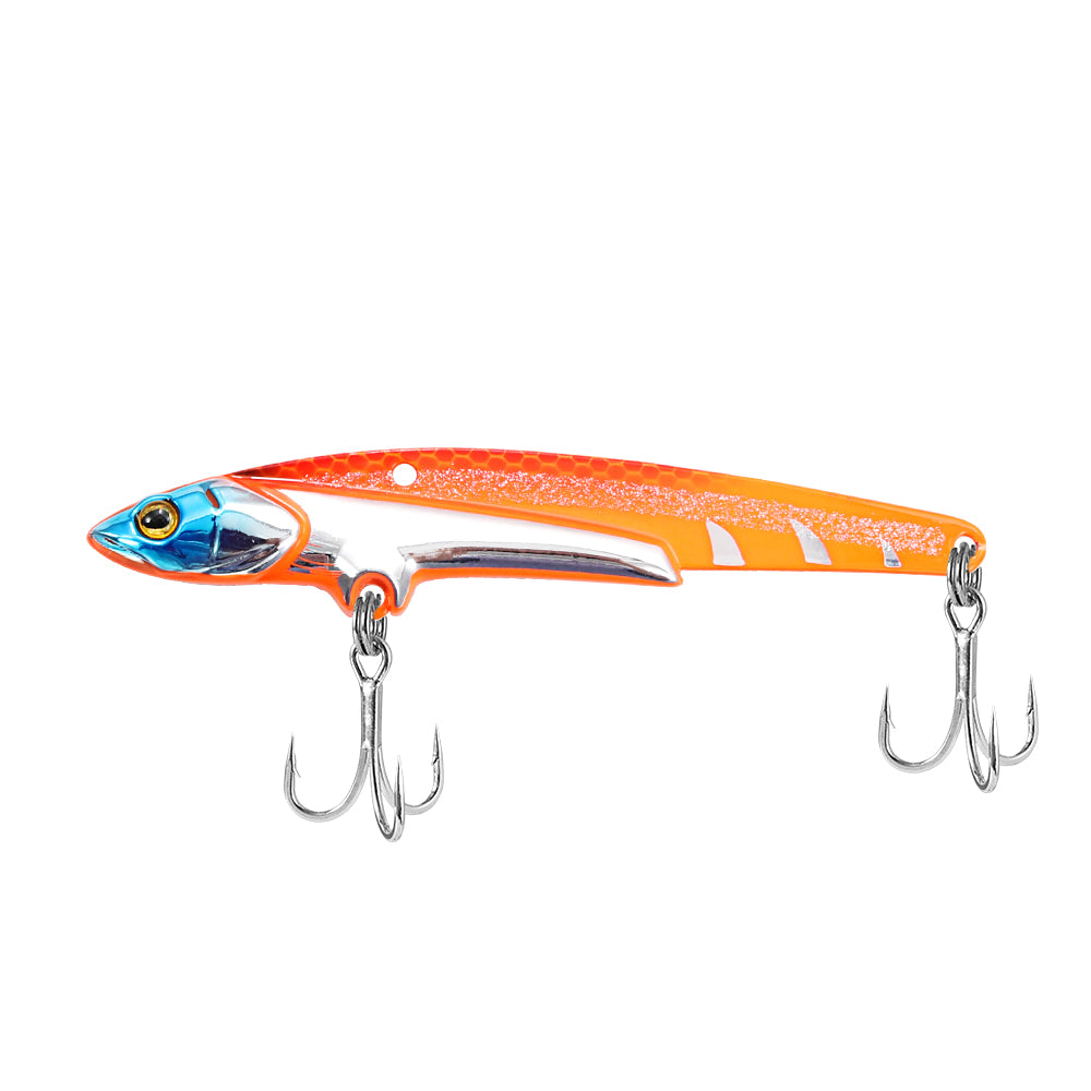 JIGGING PRO VIB Fishing Lure 107mm 43g Metal Jig Sinking Spinning Blade Cast Treble Hooks Hard Lure Slice Jig Fishing Bait