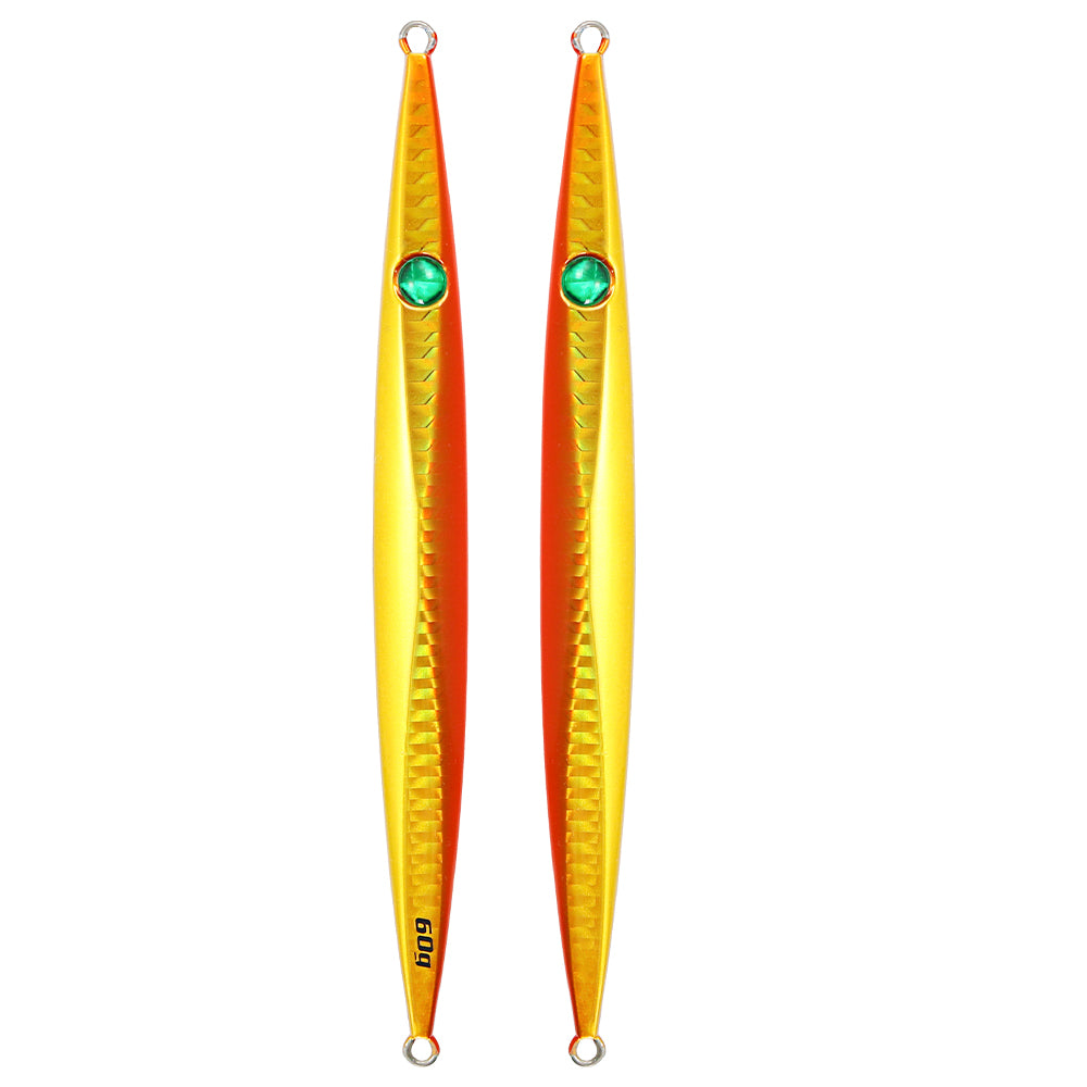 JIGGINGPRO Vertical Jigging Lure Dart and Drift Action Saltwater Metal Jig D-Slide Jack Eye 60g 80g 100g