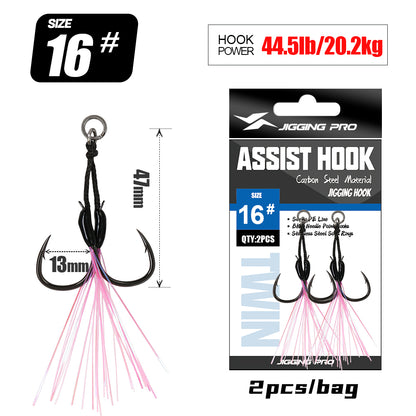 JIGGING PRO 10# 12# 14# 16# Double Assist Hook For Micro Jig Light Jigging BKK Iseama Twin Hooks