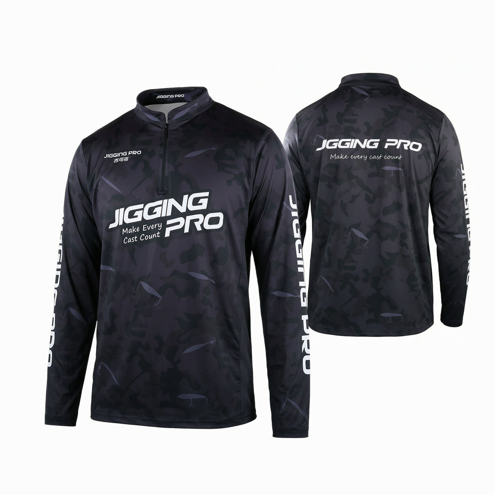 Jigging Pro Men's Long Sleeve Fishing Shirt, UPF 50+ UV Sun Protection Performance Jersey, Quick Dry Breathable Camo Fishing Apparel