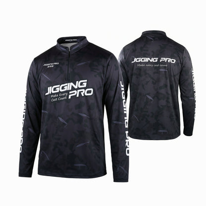 Jigging Pro Men's Long Sleeve Fishing Shirt, UPF 50+ UV Sun Protection Performance Jersey, Quick Dry Breathable Camo Fishing Apparel
