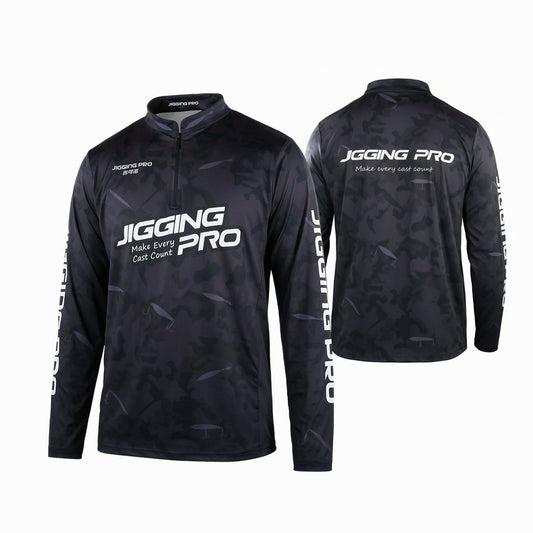 Jigging Pro Men's Long Sleeve Fishing Shirt, UPF 50+ UV Sun Protection Performance Jersey, Quick Dry Breathable Camo Fishing Apparel