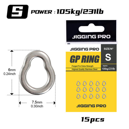 Jigging Pro GP Ring Seamless Stainless Steel Fishing Solid Rings, Heavy Duty Auxiliary Rings for Jigging and Big Game Fishing