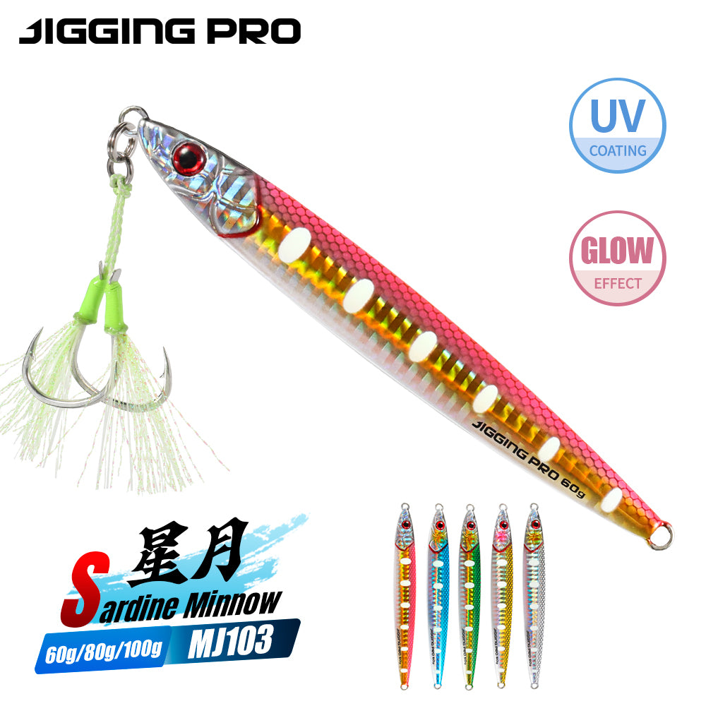 JIGGINGPRO  Saltwater Fishing Bait Metal Jigs 60g 80g 100g Sardine Minnow